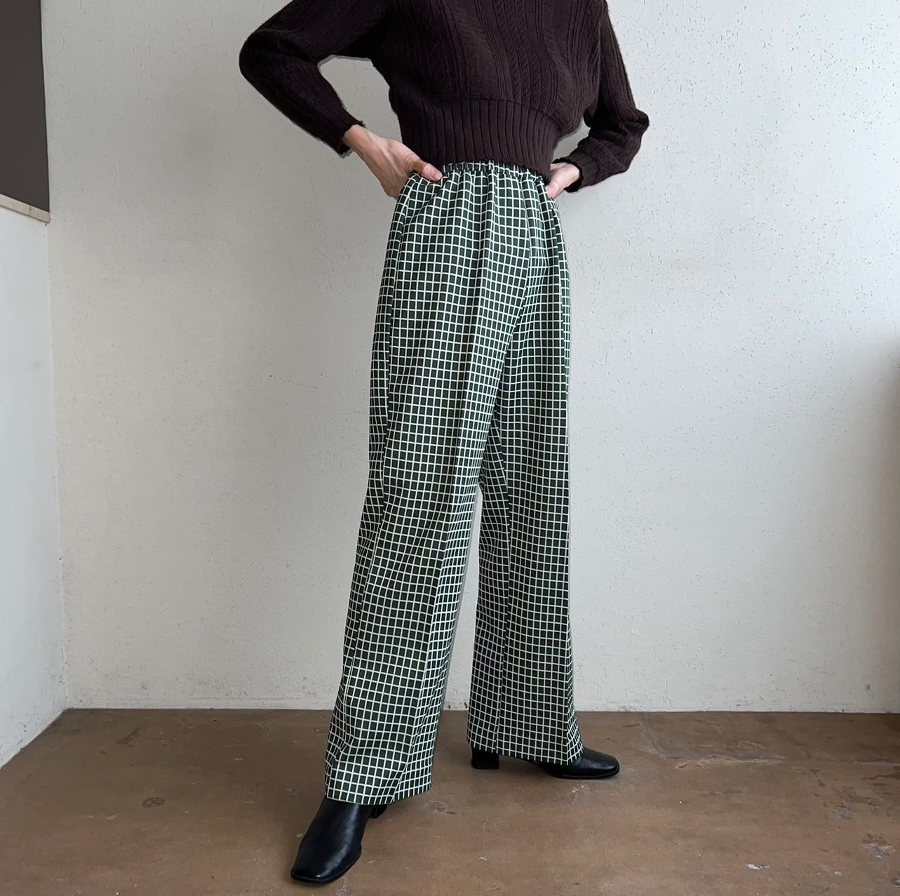 70s Green  Pattern pants