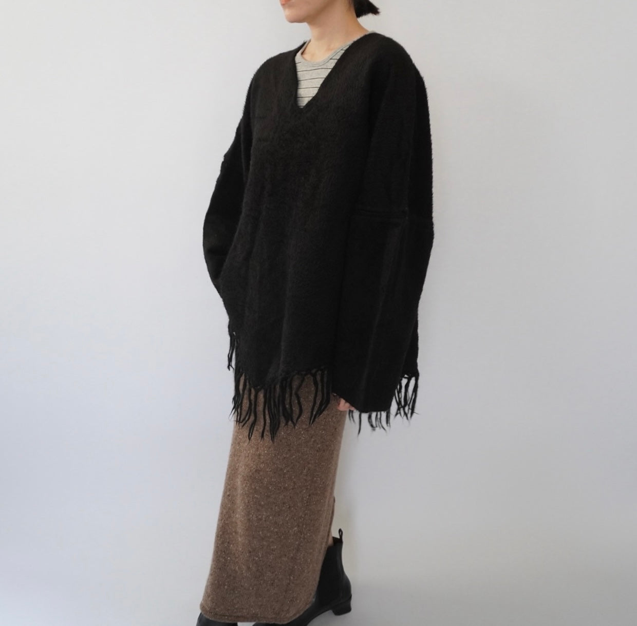 80s Black Fringe Top
