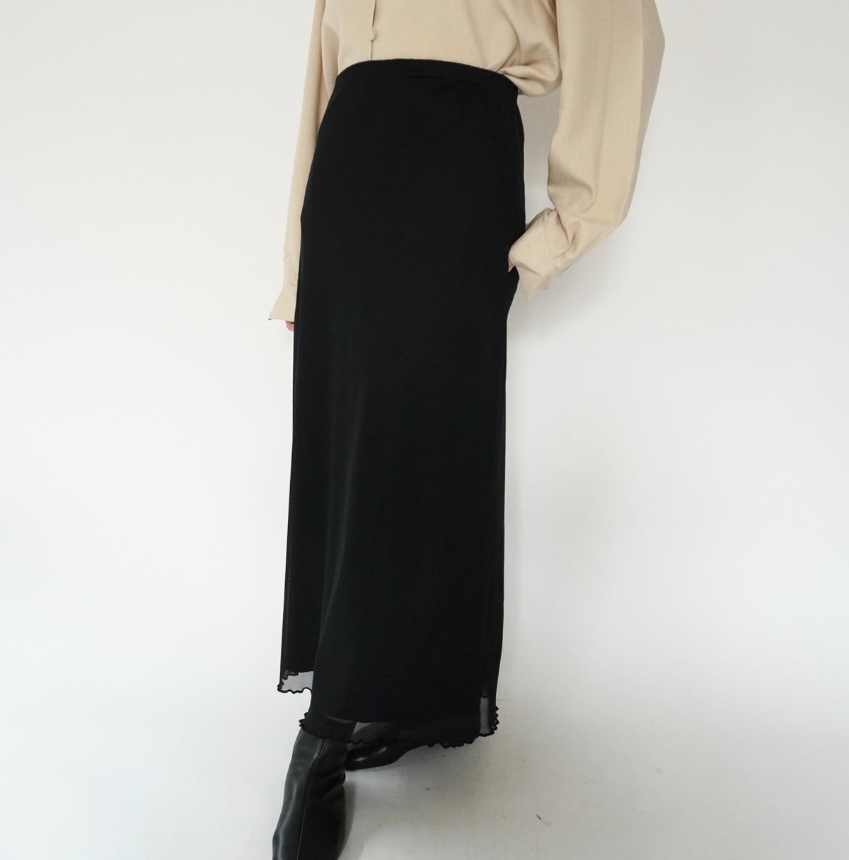 90s Black Sheer Skirt