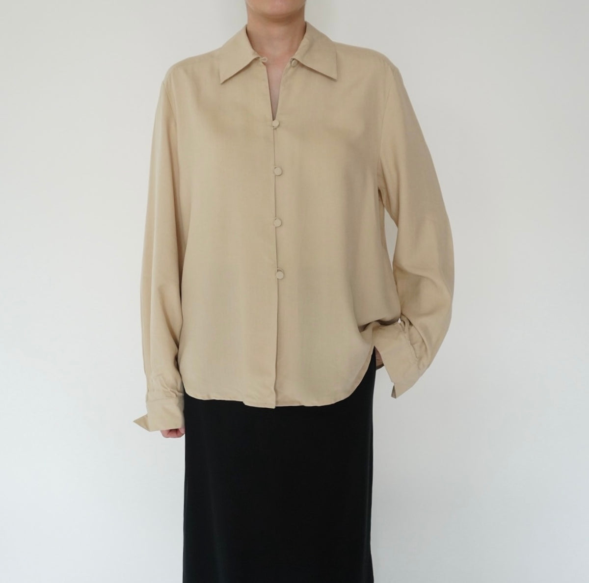90s Beige Silk Shirt