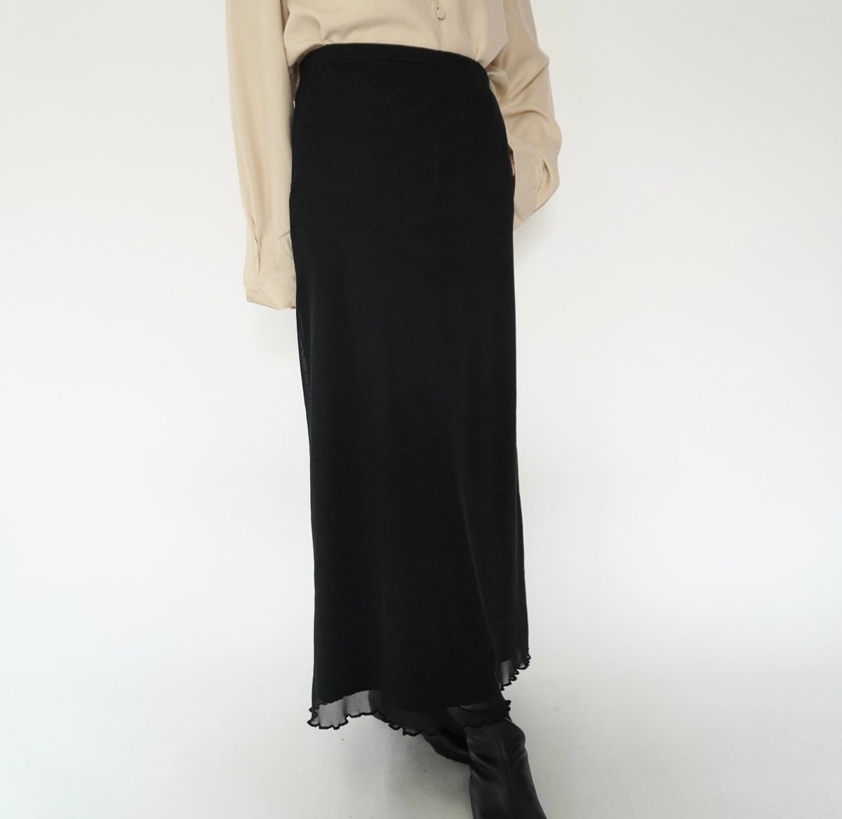 90s Black Sheer Skirt
