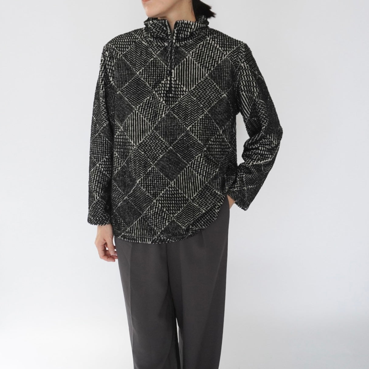 90s Pattern Fleece Top Made in Canada