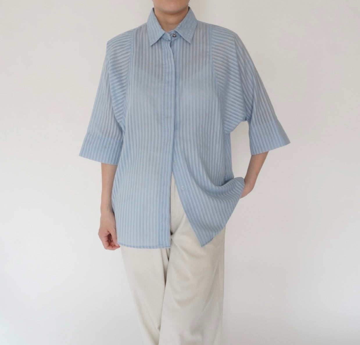 90s Striped Blue Shirt