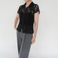 90s Lace Design Zipped Shirt Made in USA