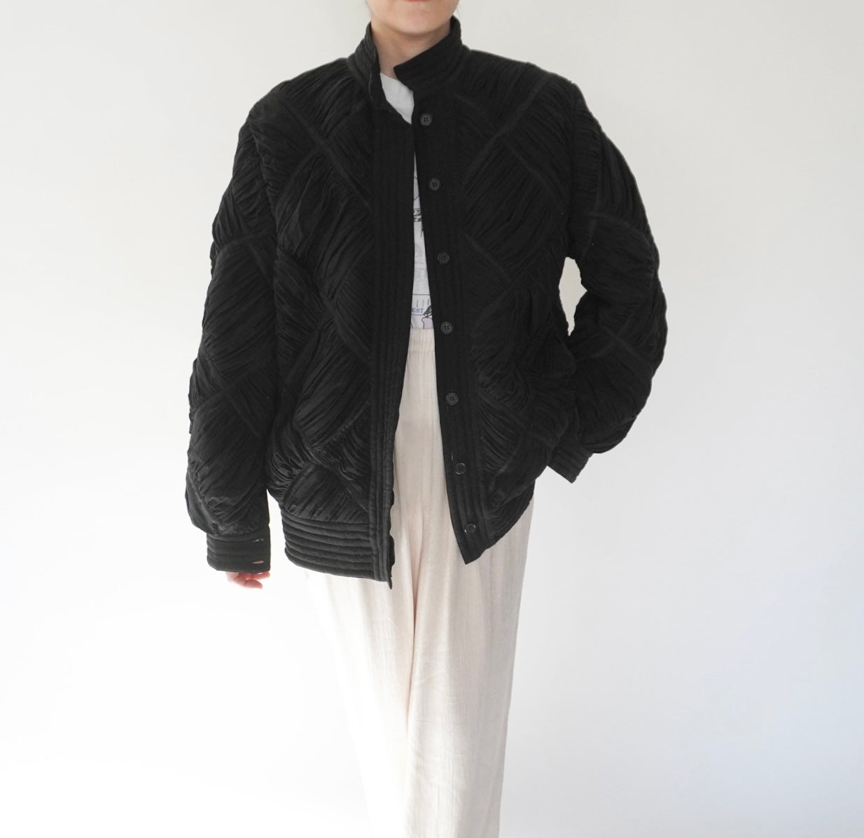 80s Silk Pleat Design Jacket