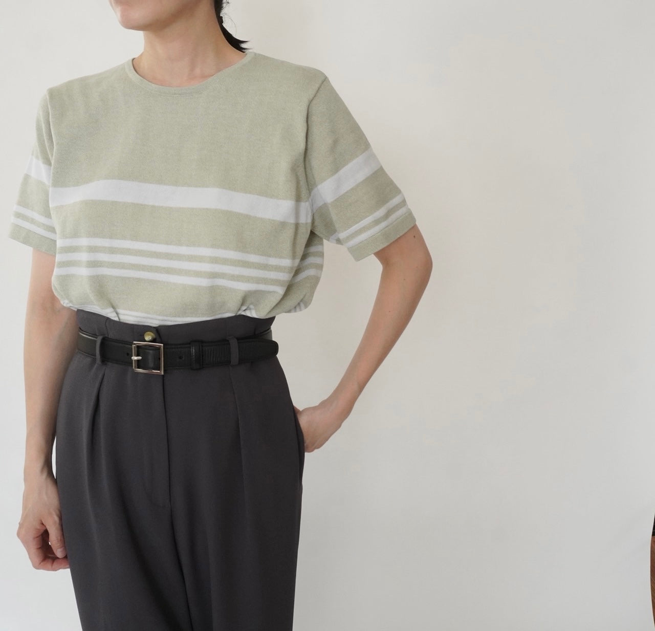 90s Green Striped Top
