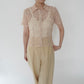 90s Lace Design Zipped Shirt Made in USA
