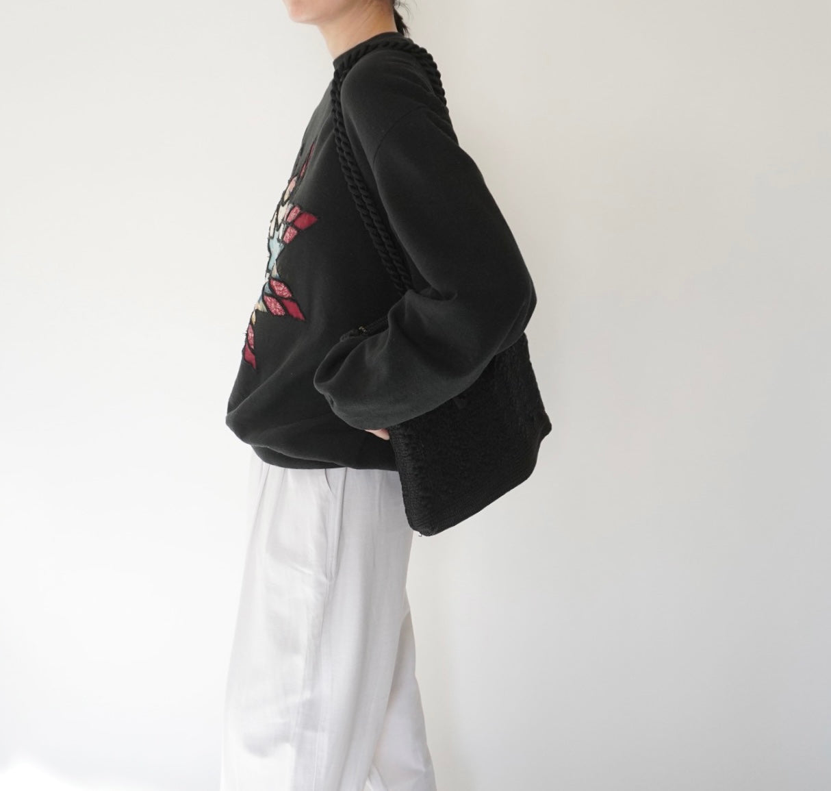 40s Woven Black Bag
