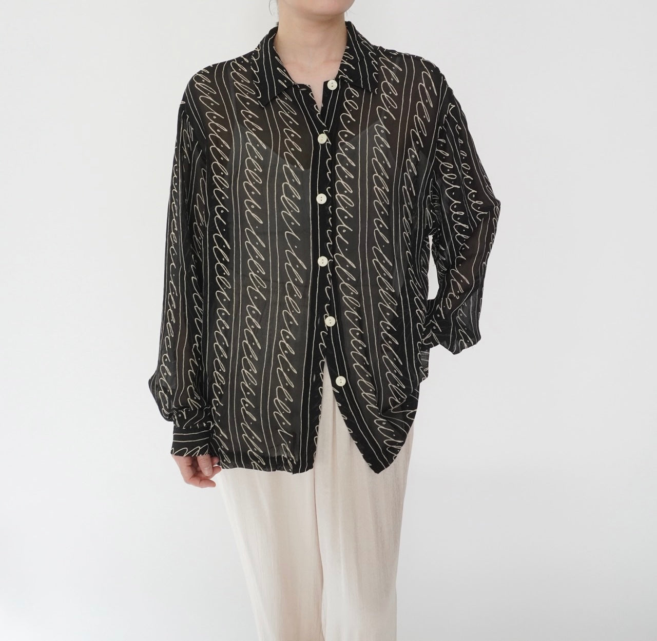 90s EURO Sheer Pattern Shirt