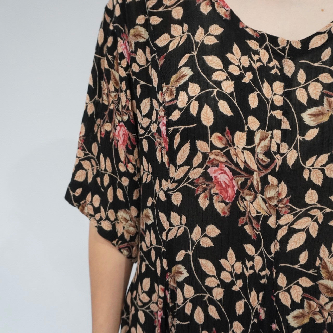 80s Floral Printed Rayon Dress
