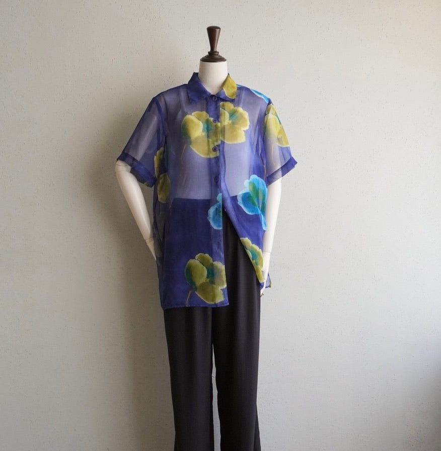 90s Printed Sheer Shirt Made in USA