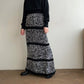 90s Black x White Knit Maxi Skirt