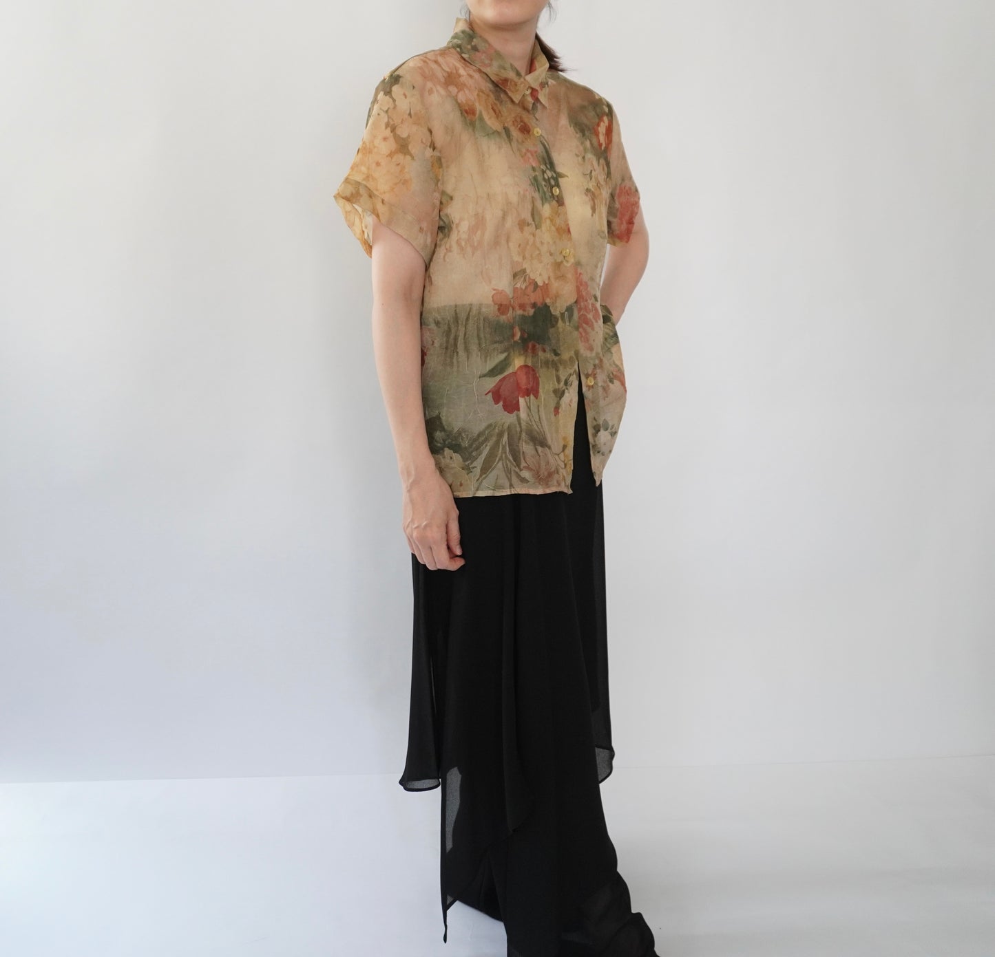 80s Printed Sheer Shirt Made in USA