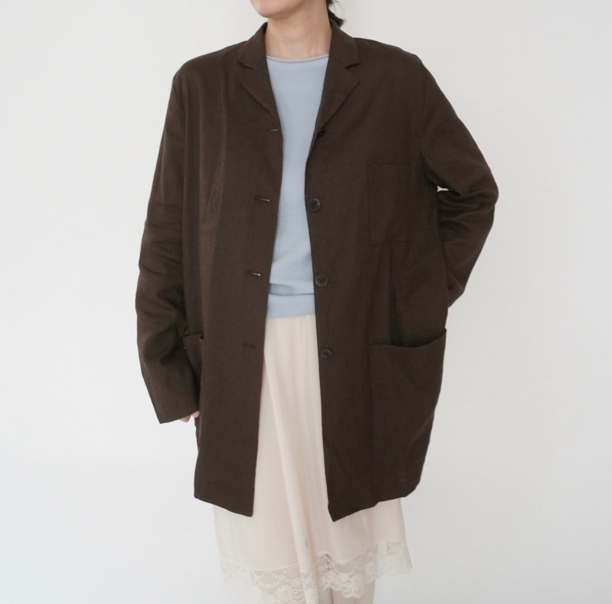 90s Linen Shirt Jacket