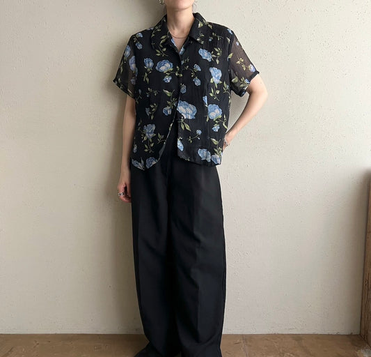 90s  Printed Sheer Shirt