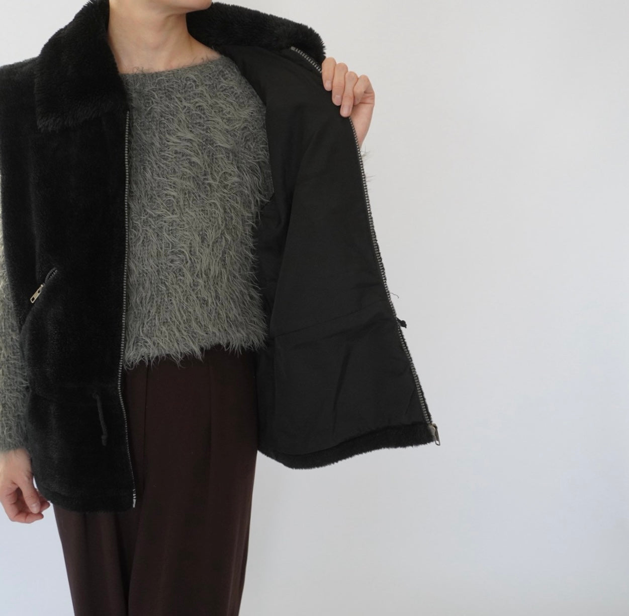 90s Fluffy Fleece Vest
