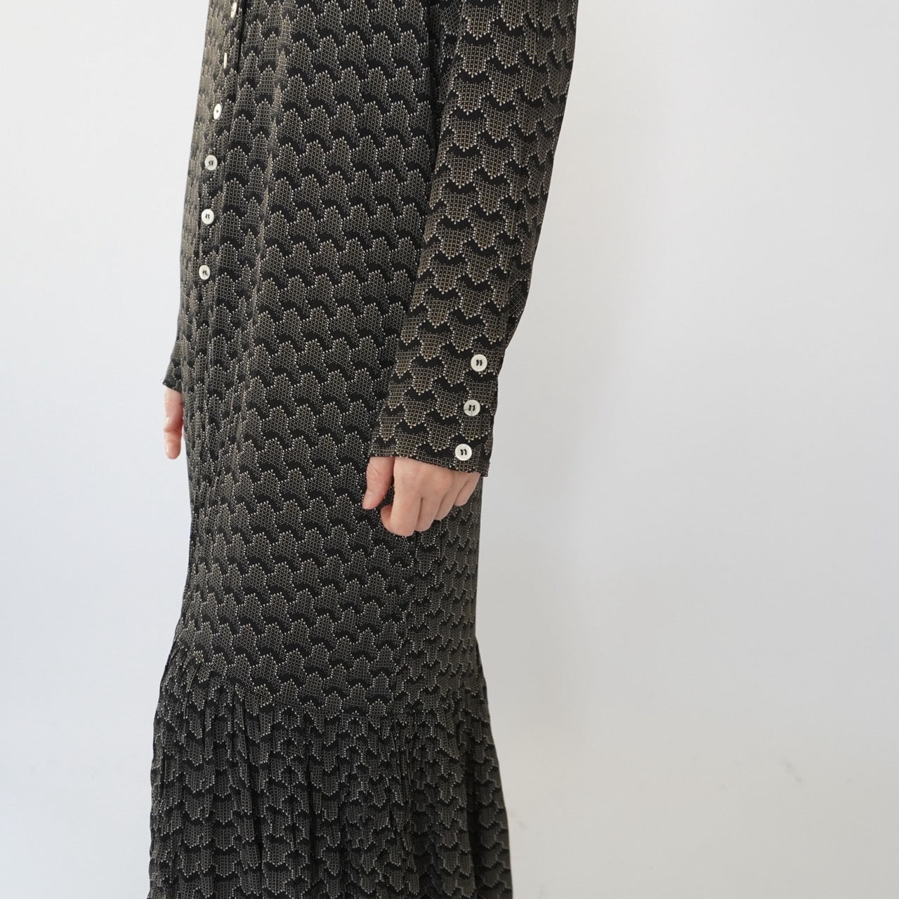 80s Design Rayon Pattern Dress Made in USA