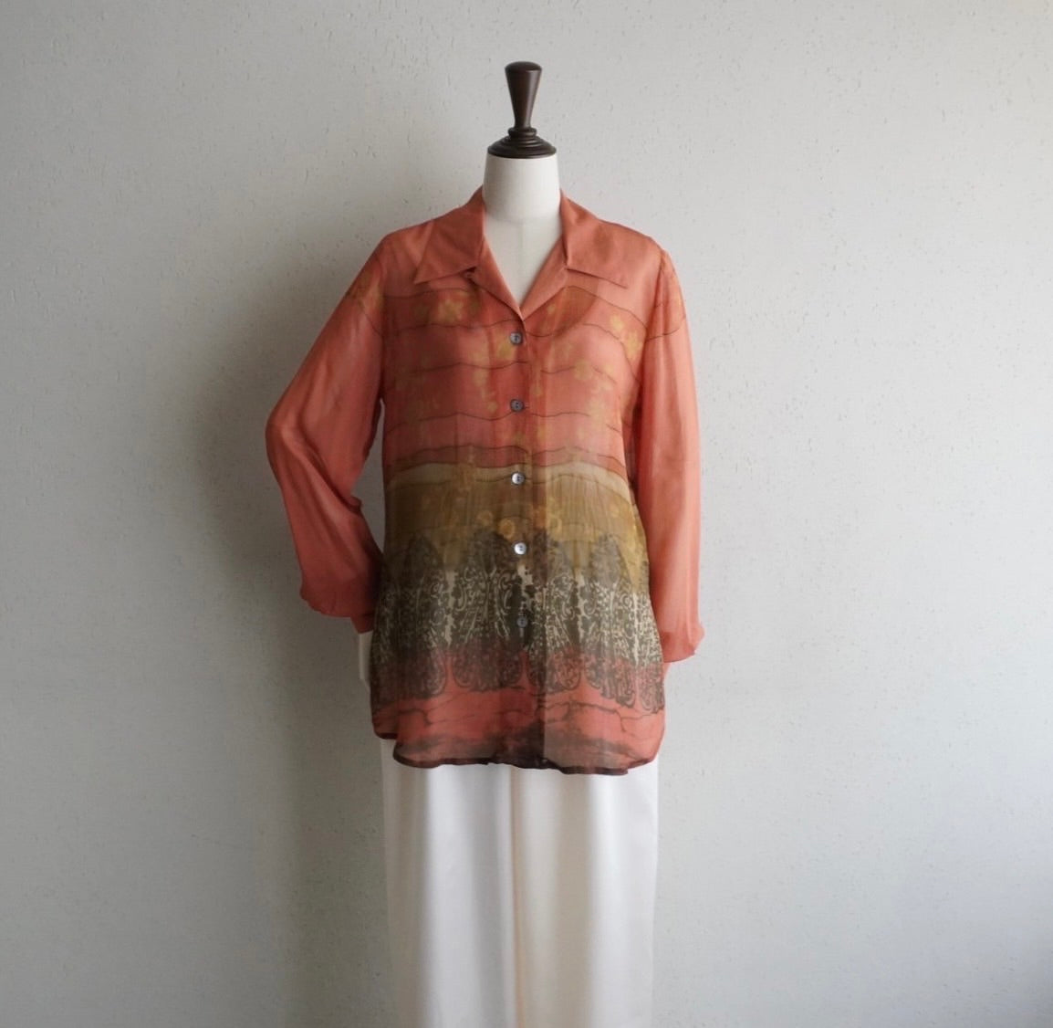 90s Silk  Sheer Printed Shirt