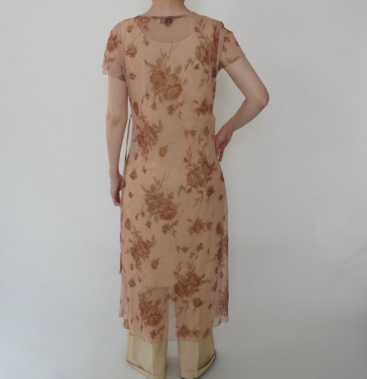 90s Printed Sheer  Maxi Dress