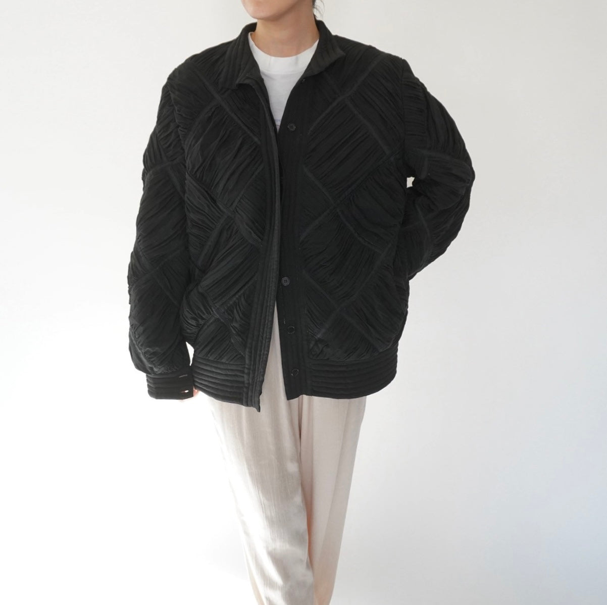 80s Silk Pleat Design Jacket