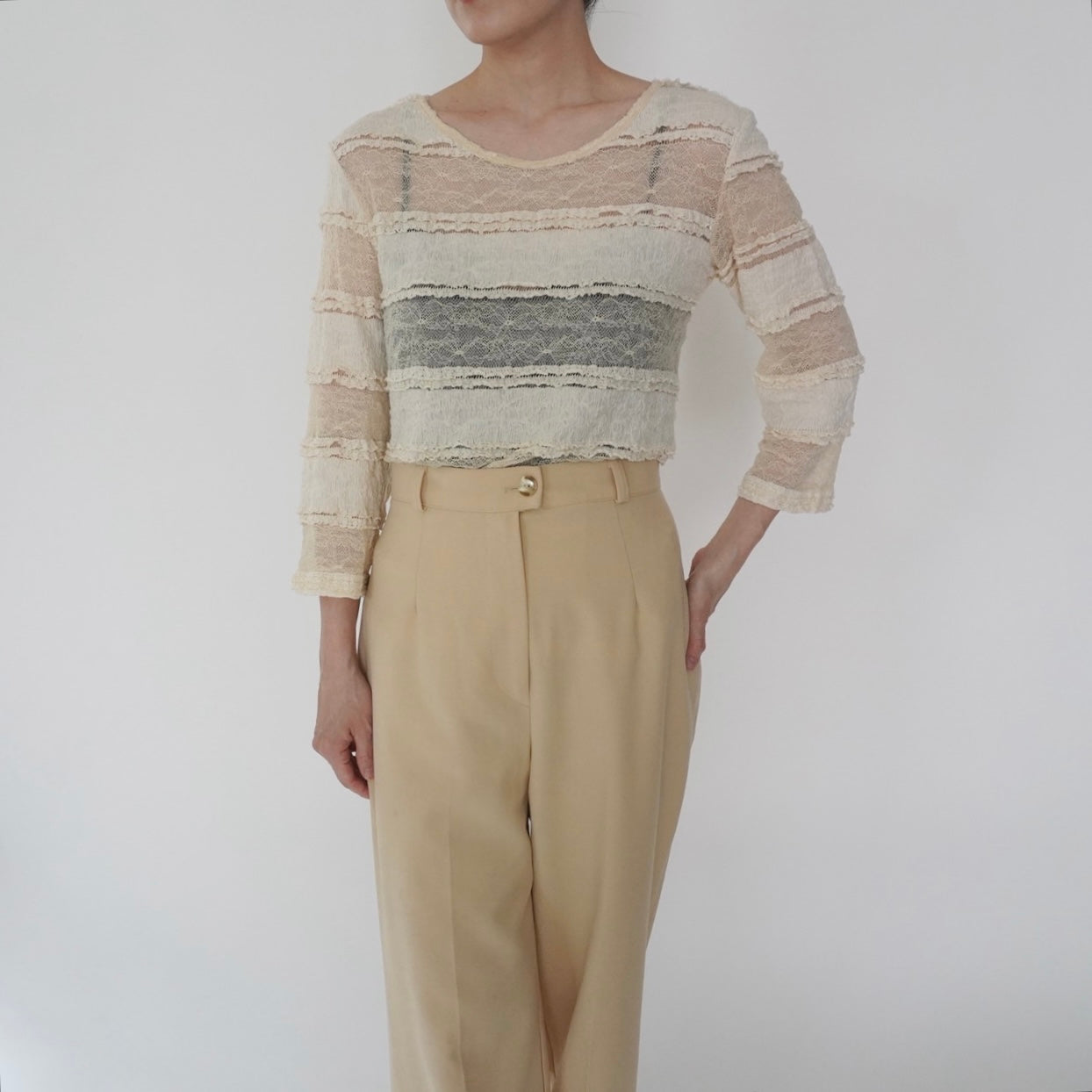 90s Sheer Lace Design Top