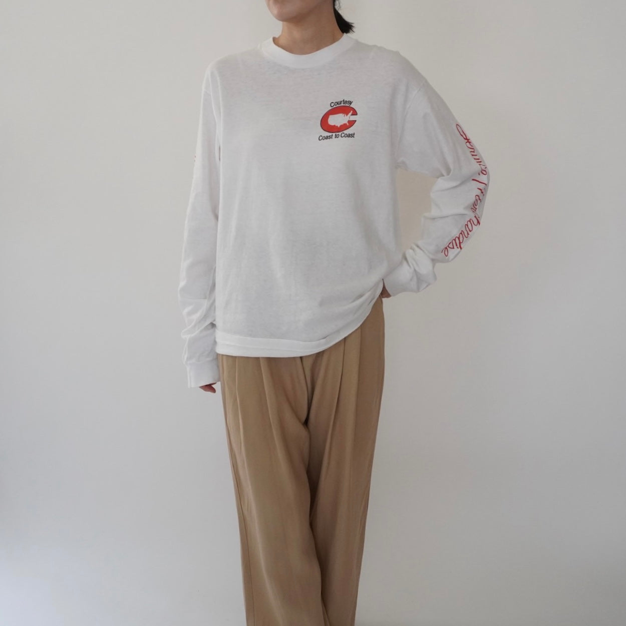 80s Printed Long Sleeves T-shirt Made in USA