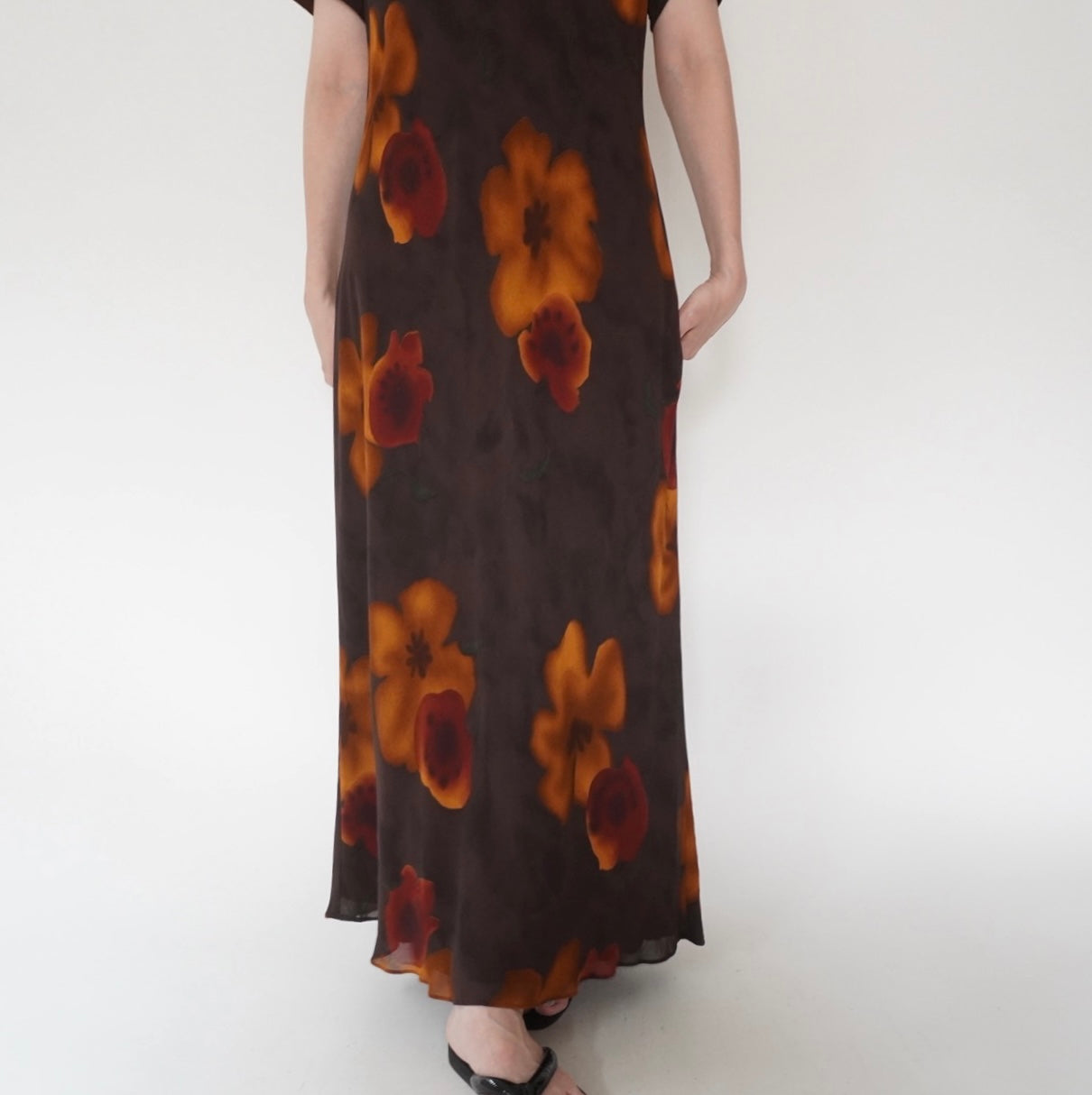 90s Floral Print Maxi Dress