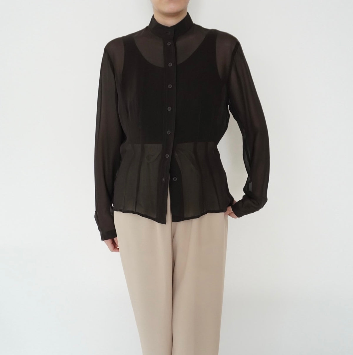 90s Brown Sheer Blouse