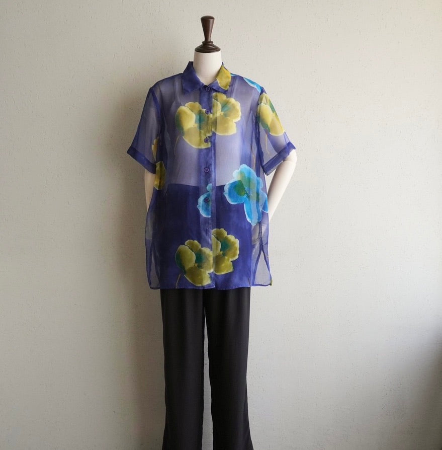 90s Printed Sheer Shirt Made in USA