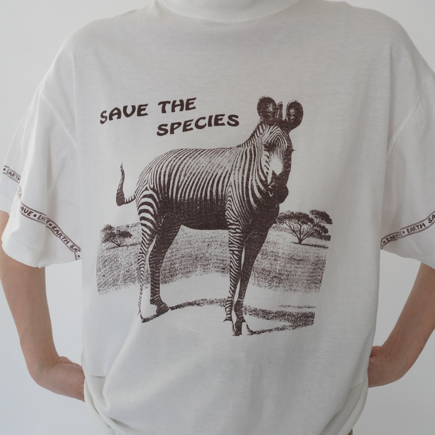 90s  Zebra Printed Mock Neck T-shirt