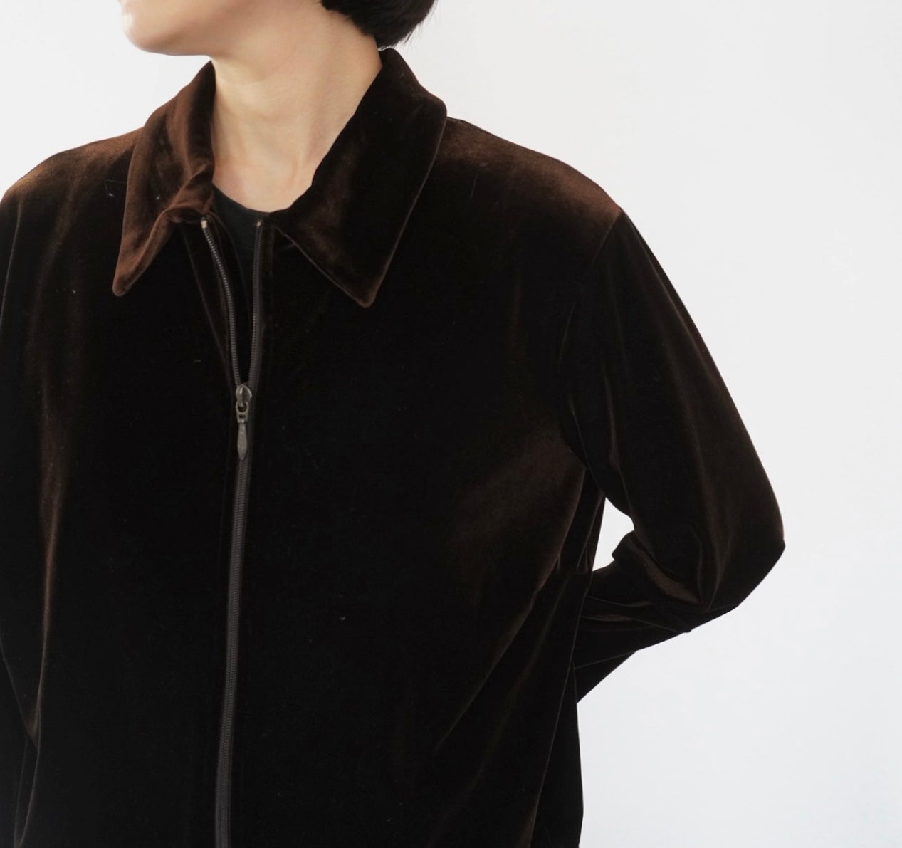90s "J.CREW" Velour Zip Shirt