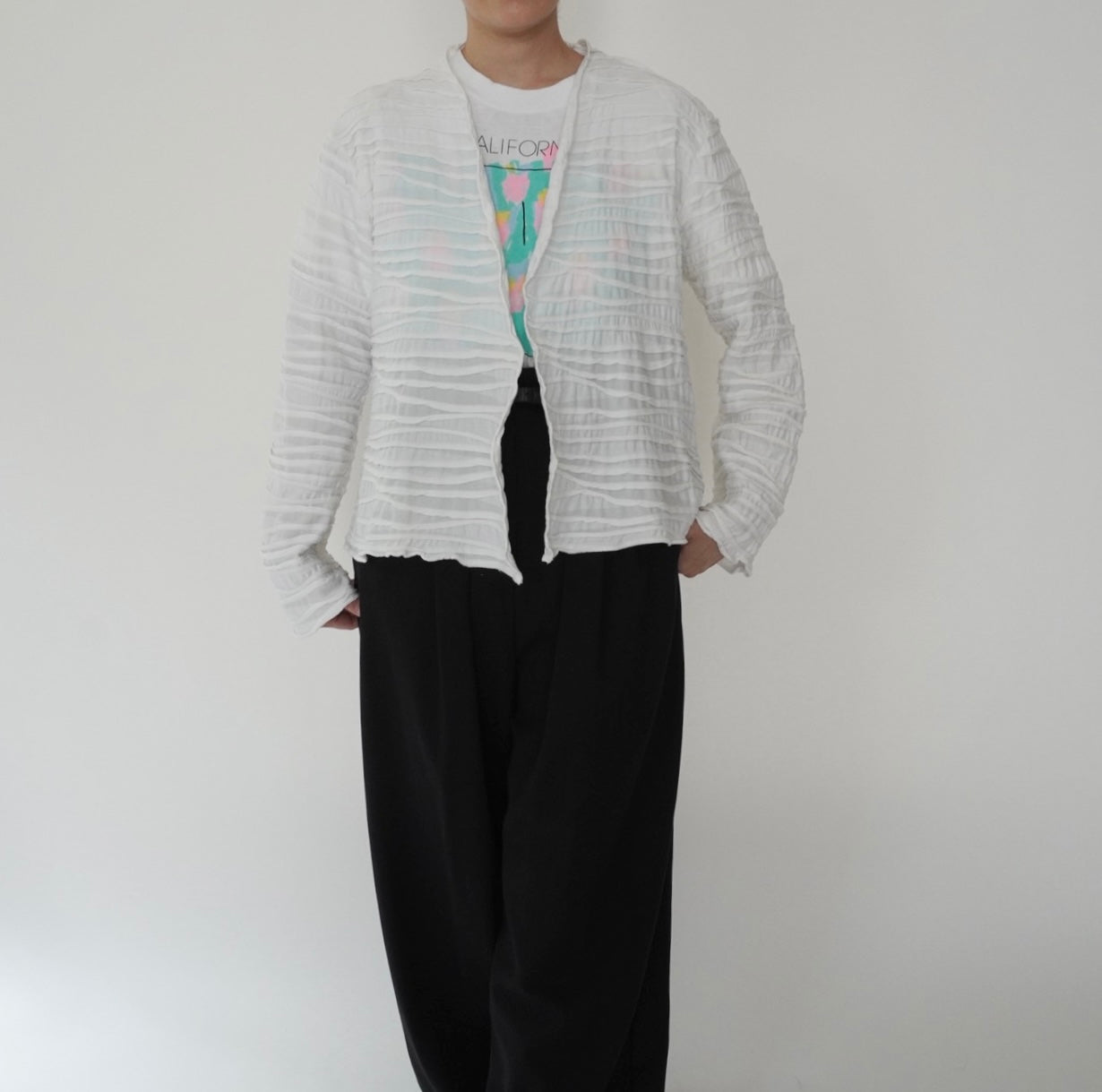 90s Pleated Cardigan Made in USA
