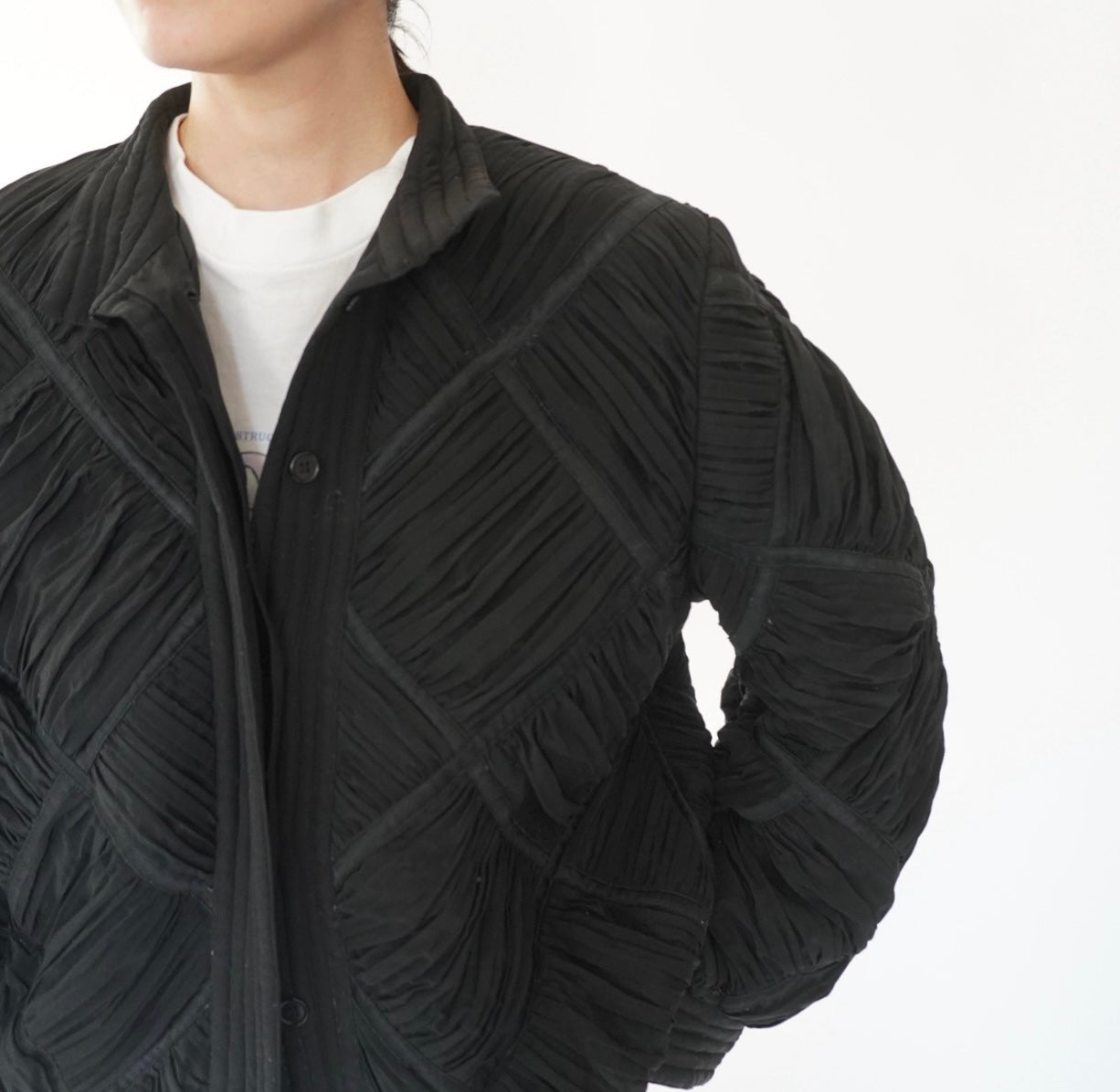 80s Silk Pleat Design Jacket