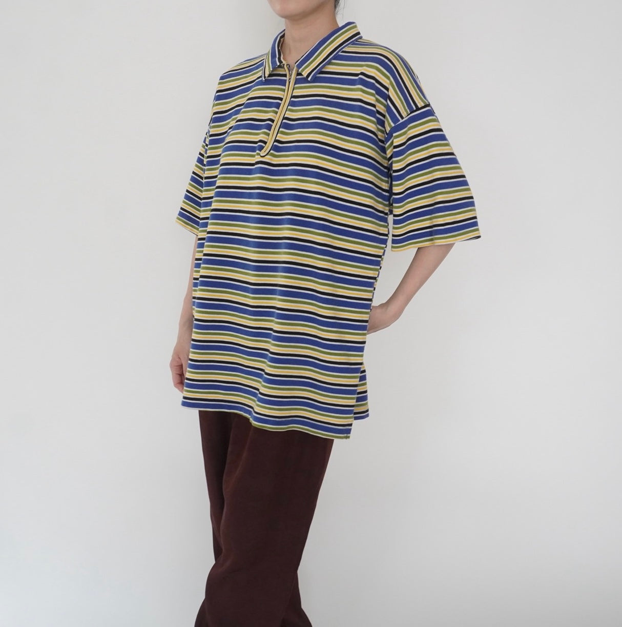 90s Striped Zip Top