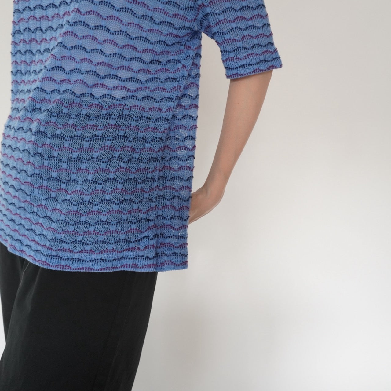 80s Blue Design Top