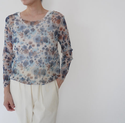 Floral Print Sheer Top