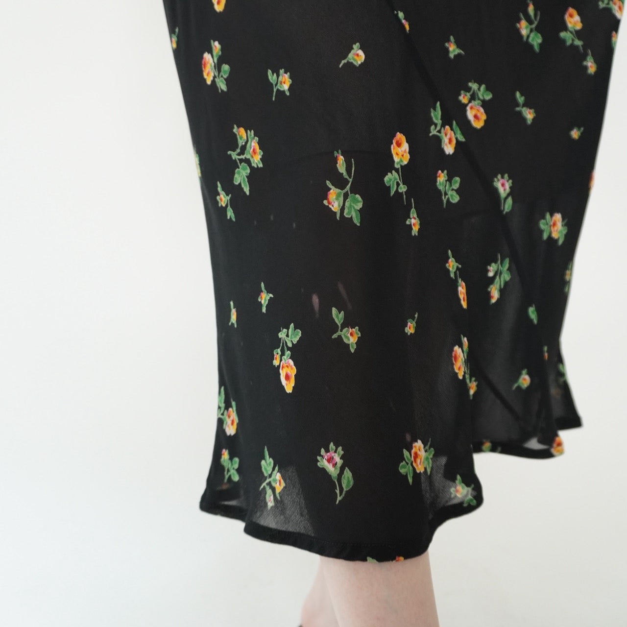 90s Floral Print Sheer Dress Made in Italy