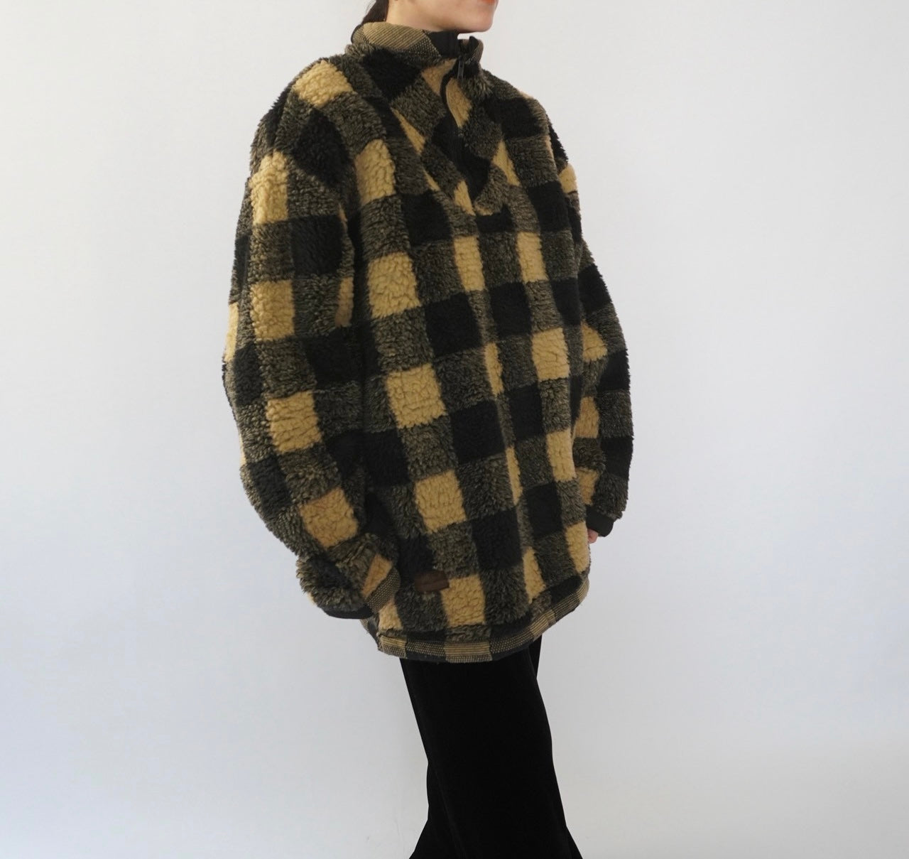 90s EURO Plaid Fleece Top