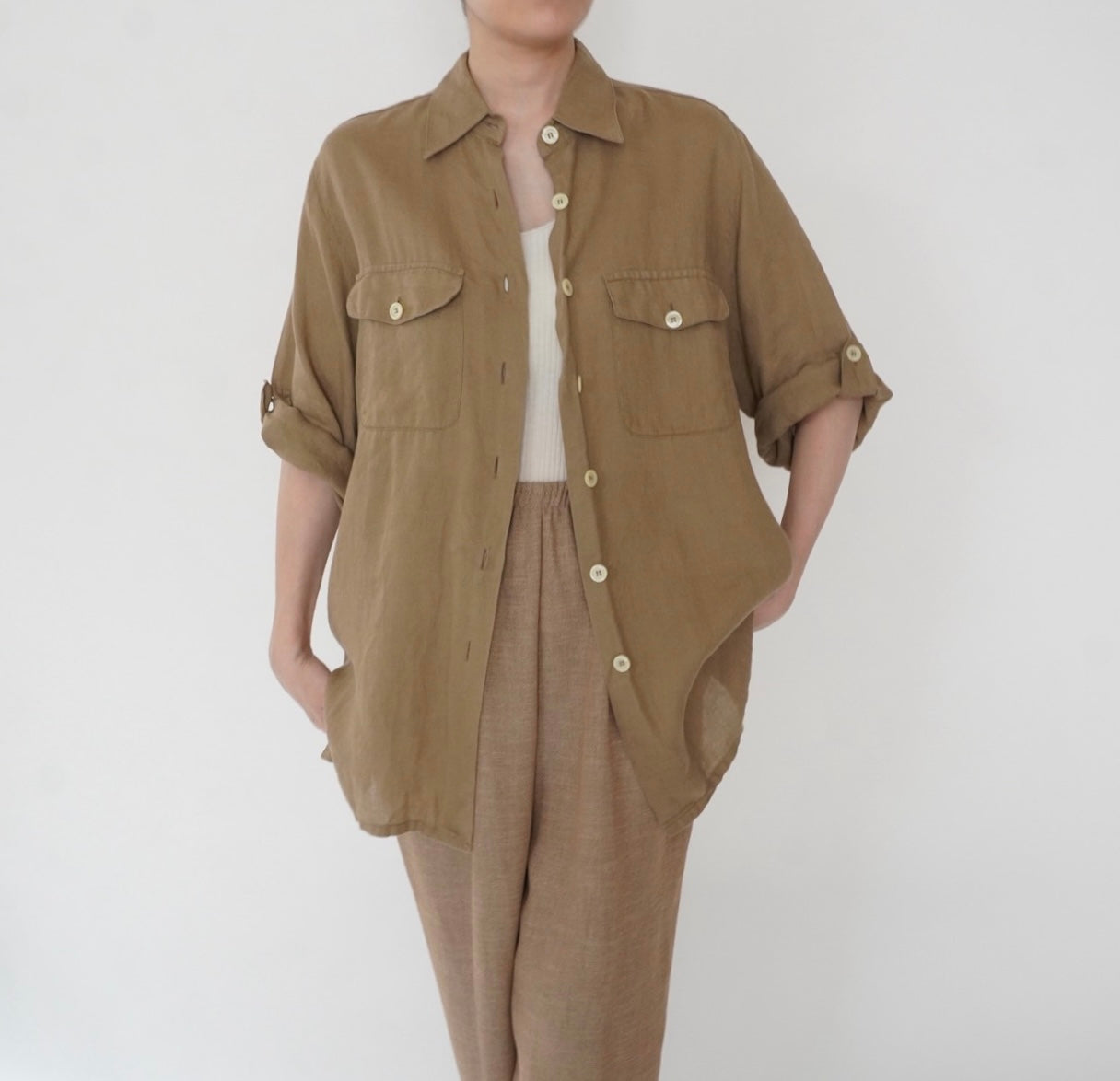 90s Design Linen Shirt Made in Italy