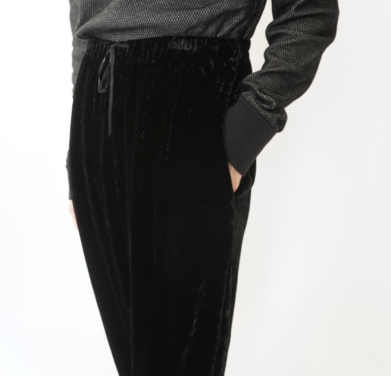 90s Black Velour Wide Pants