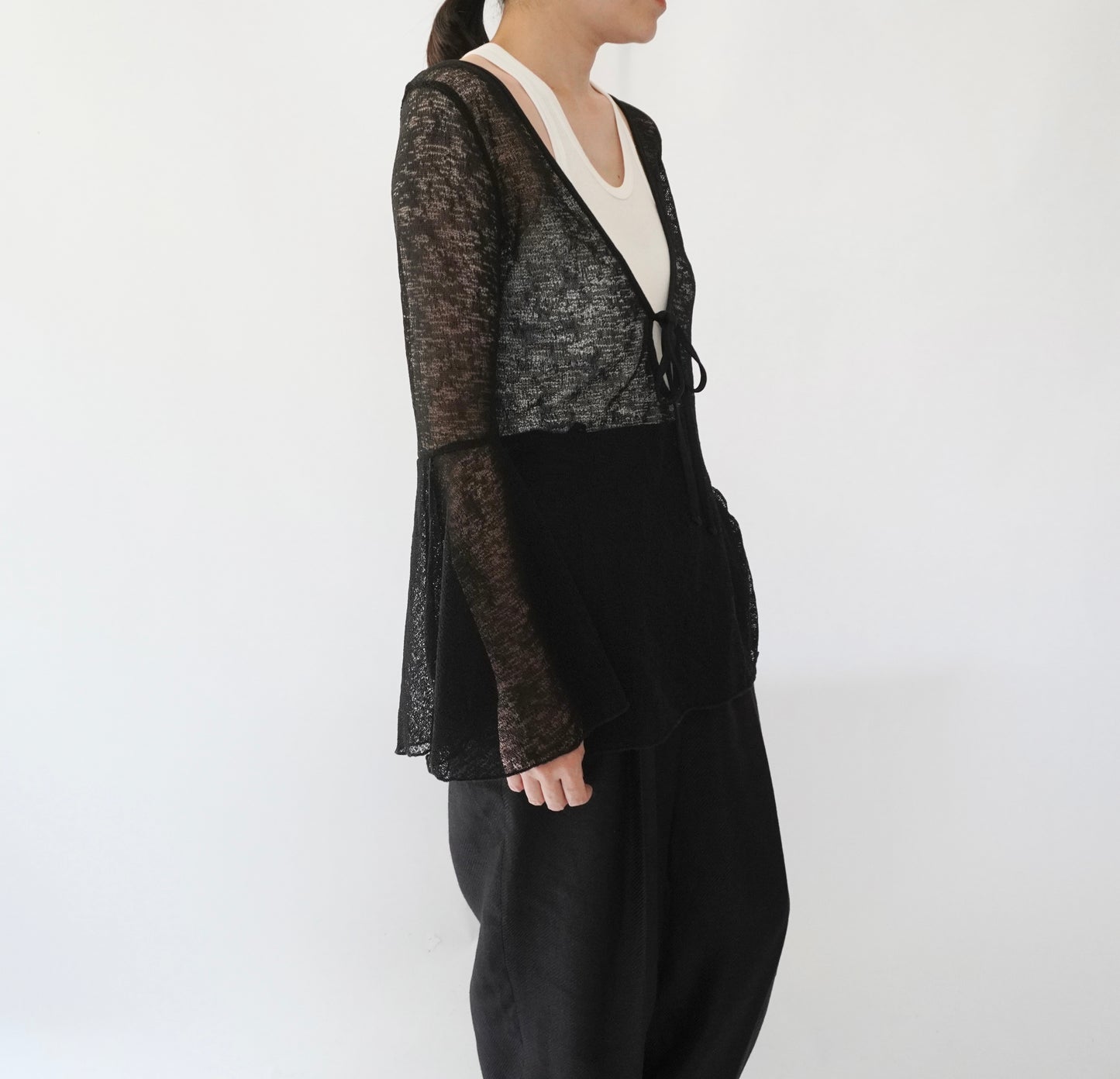90s Black Sheer Design Top