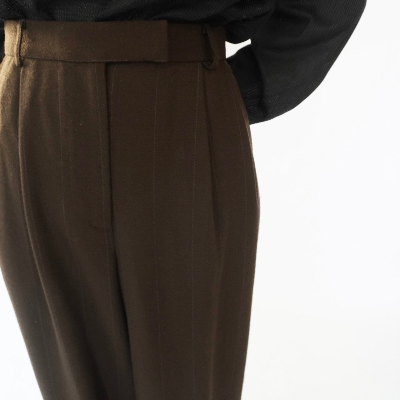 90s Wool Striped Wide Pants Made in USA Dead Stock