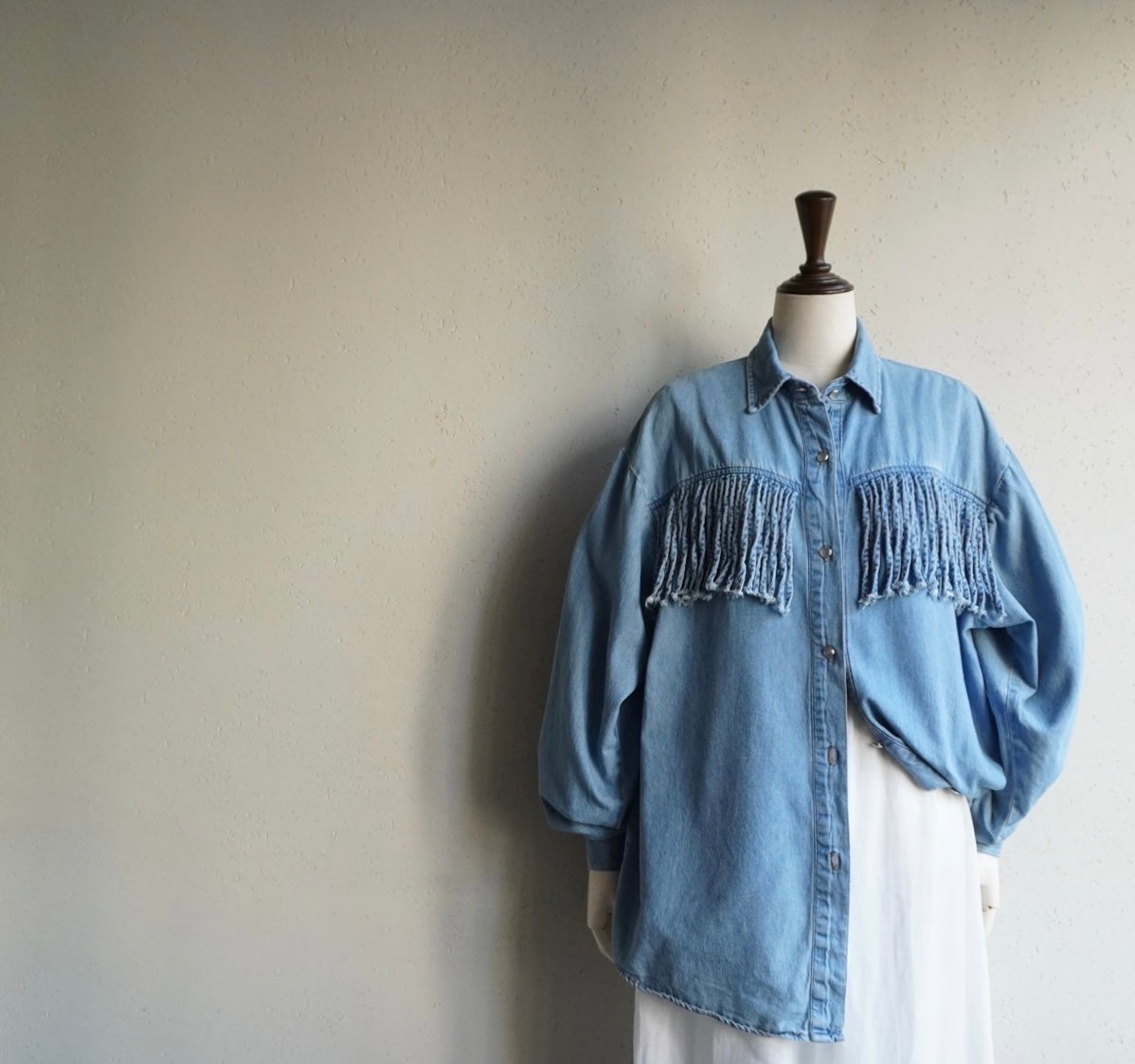90s Fringe Design Denim Shirt Made in USA