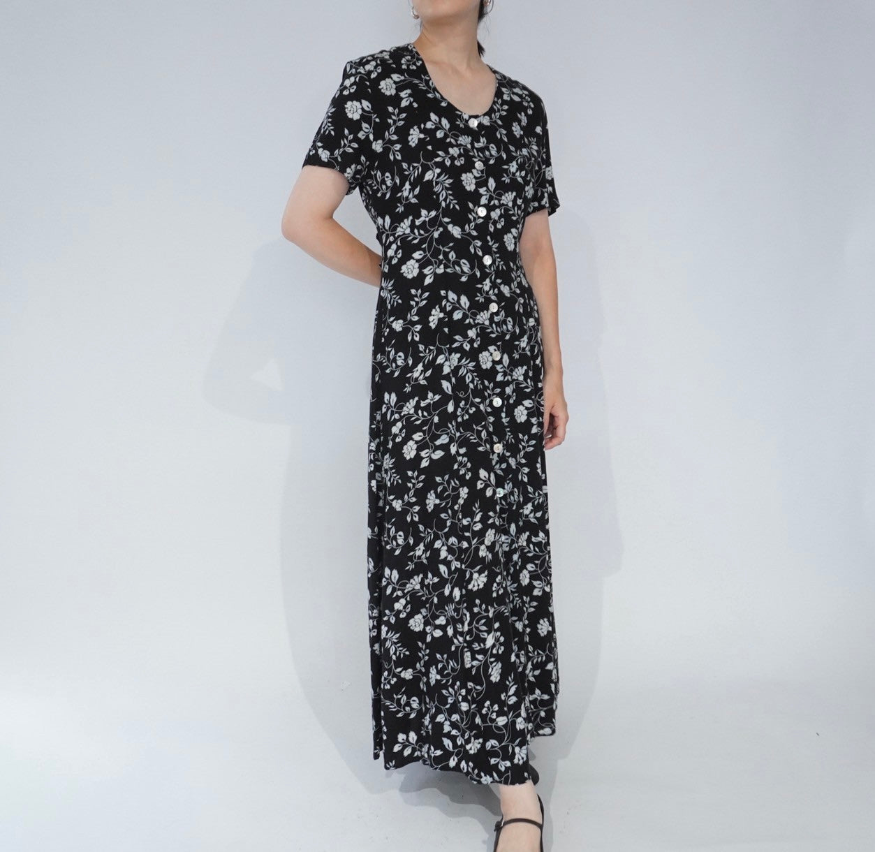 90s Floral Print Maxi Dress