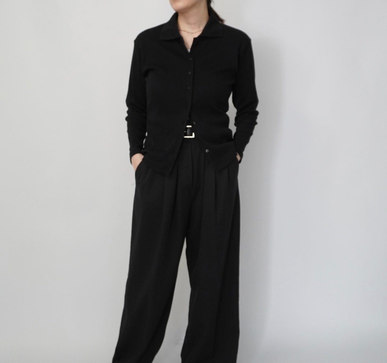 90s Black Ribbed Top