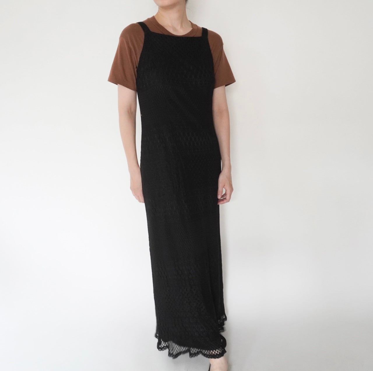 90s Lace Design Black Dress Made in USA