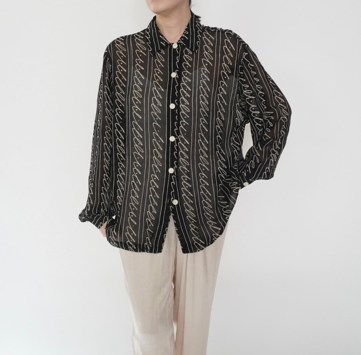 90s EURO Sheer Pattern Shirt