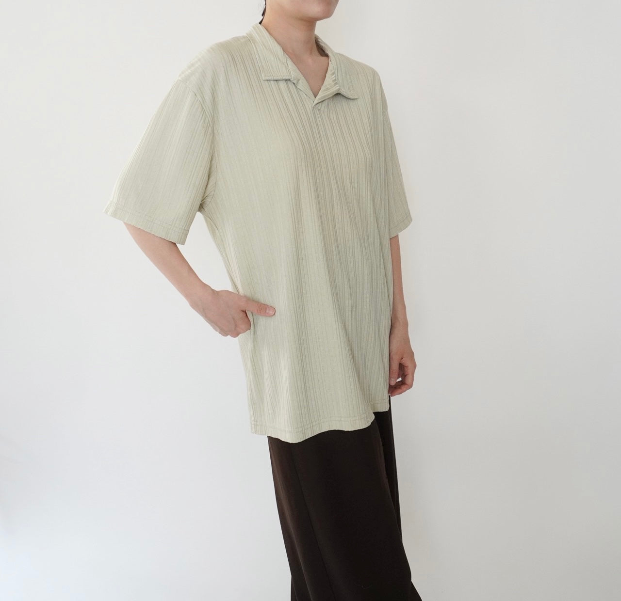 90s Light Green Ribbed Top