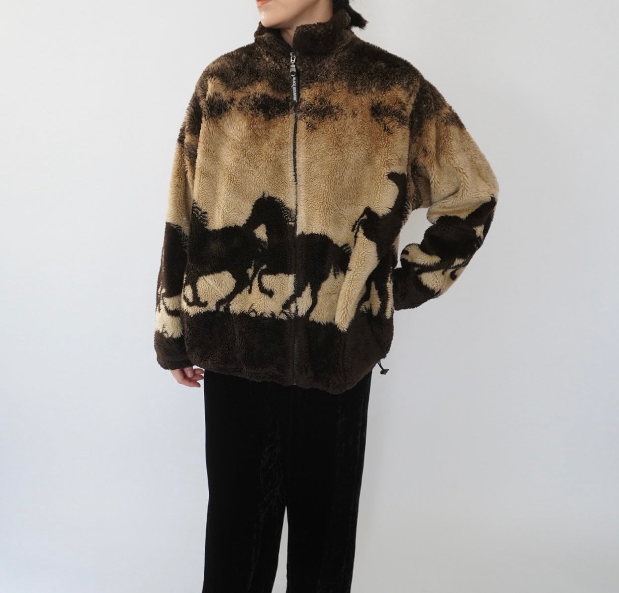 90s Horse Pattern Fleece Jacket Made in USA