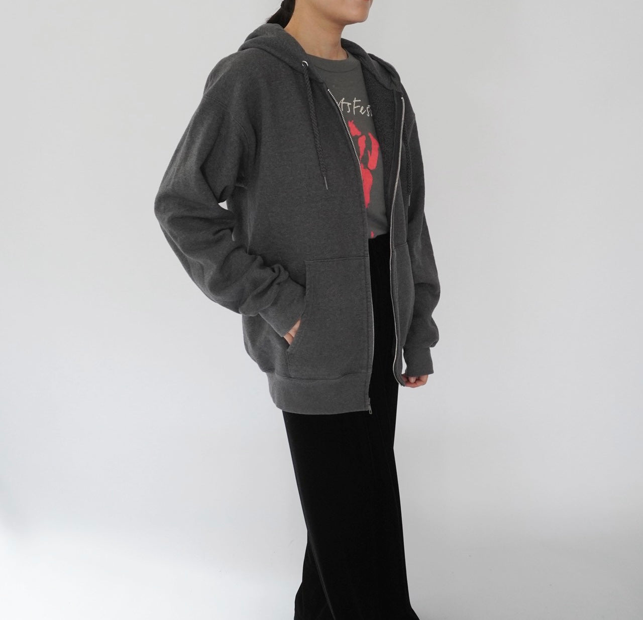 00s "Hanes" Zip up Hooded Sweater